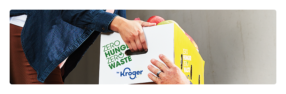 Zero Hunger Zero Waste Kroger Employee holding groceries