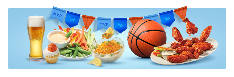 All your basketball watch party picks including beer, cupcakes, veggies and dips, and mouth-watering wings.