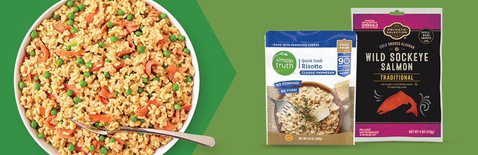 Smoked Salmon Risotto with packshots.