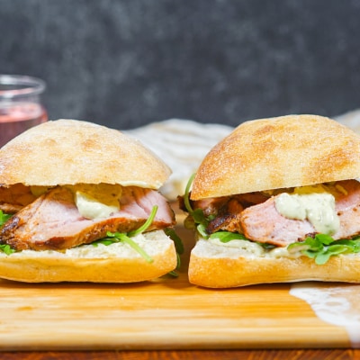 Grilled Pork Tenderloin Sandwich with Pesto Mayo Recipe