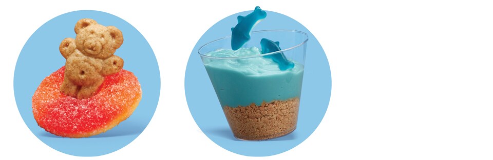 graham bear and beach dessert cup