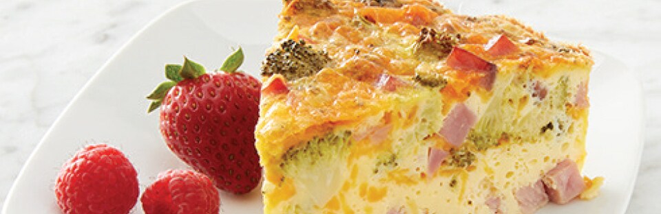 Slow Cooker Broccoli, Ham and Cheddar Frittata