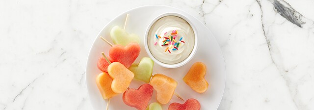 Heart-shaped Fruit with Yogurt Dip