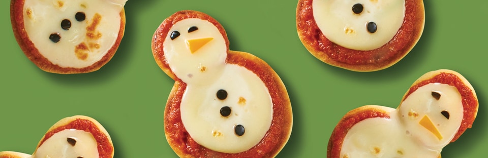 snowman-shaped pizza