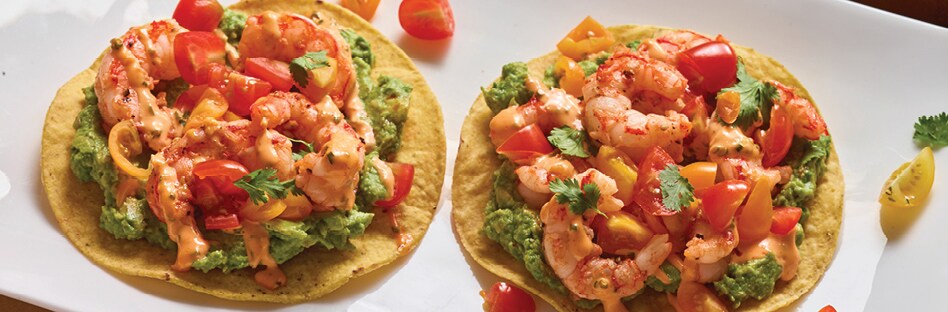 Buffalo Aioli Shrimp Tostadas
