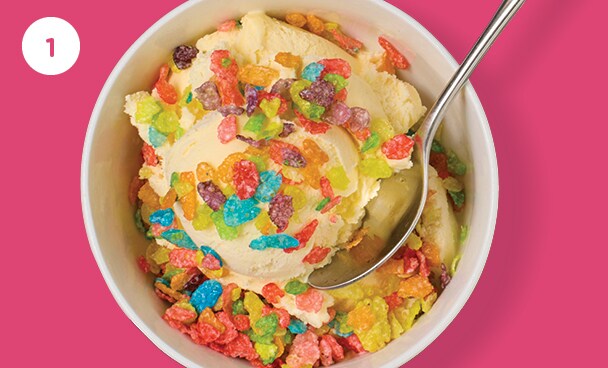 fruity cereal on ice cream
