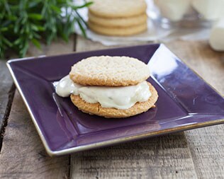 smore on purple plate on wooden table