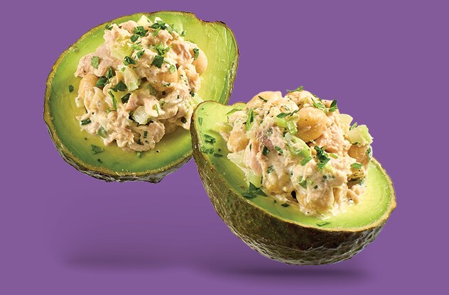 Chickpea and Tuna Salad inside an avocado
