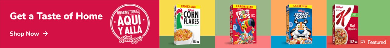 Advertisement: Get a taste of home. Corn Flakes, Frosted Flakes, Froot Loops, Special K. Shop now.