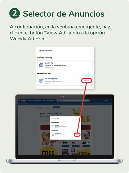 A continuación, en la ventana emergente, haz clic en el botón “View Ad” junto a la opción Anuncio Semanal Impreso. 