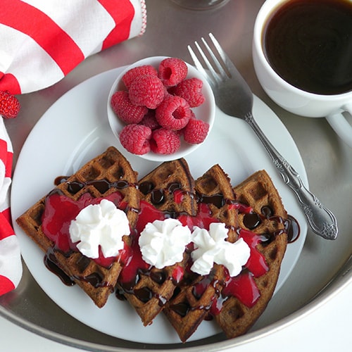 Chocolate Belgian Waffles With Homemade Raspberry Sauce Kroger