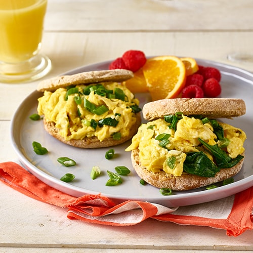 Whole Wheat English Muffin with Eggs and Spinach