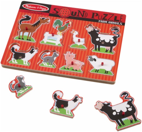 Melissa & Doug® Hand Crafted Farm Animals Sound Puzzle Perspective: back