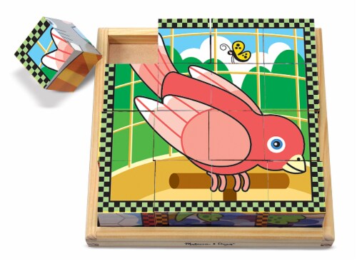 Melissa & Doug® Farm Wooden Cube Puzzle Perspective: back