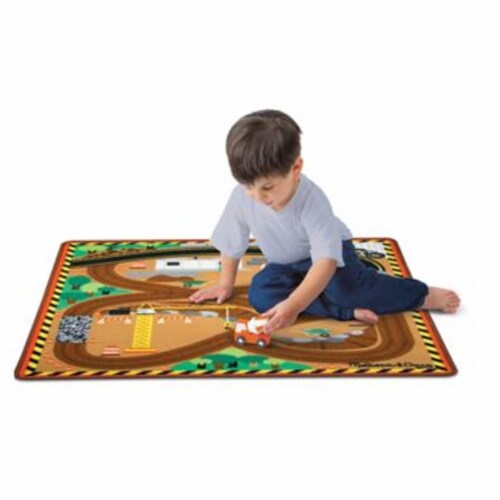 Melissa & Doug® Round the Construction Zone Work Site Rug and Vehicle Set Perspective: back