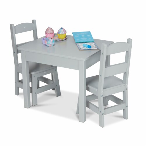 Melissa & Doug® Wooden Table & Chairs Set - Gray Perspective: back
