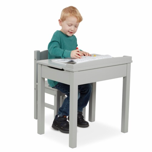Melissa & Doug® Wooden Lift-Top Desk & Chair - Gray Perspective: back