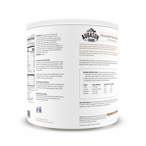 Augason Farms Lowfat Chocolate Morning Moo's Powdered Milk Alternative Perspective: back