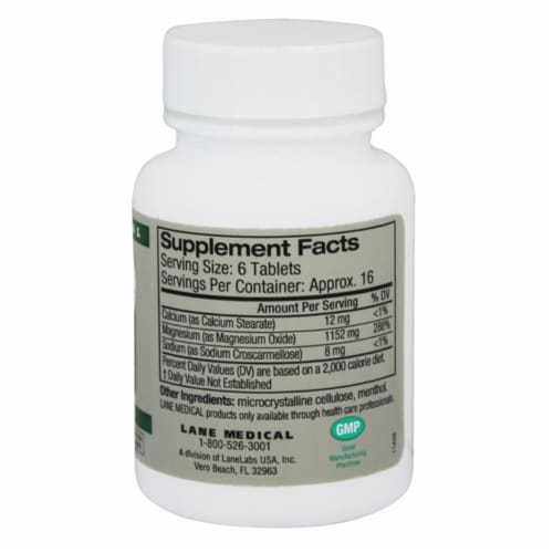 Lane Labs 3A Magnesia, 100 Tablets Perspective: back