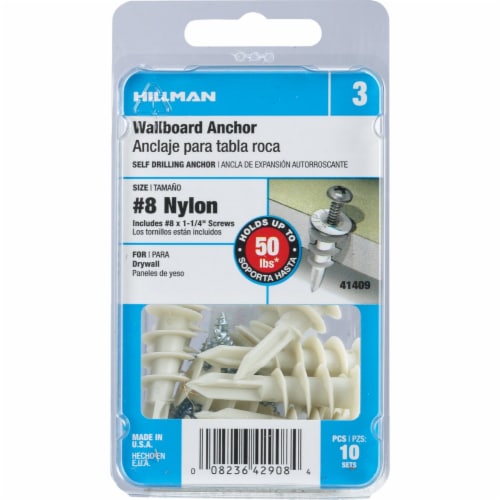 Hillman #8 Nylon Wallboard Anchors Perspective: back