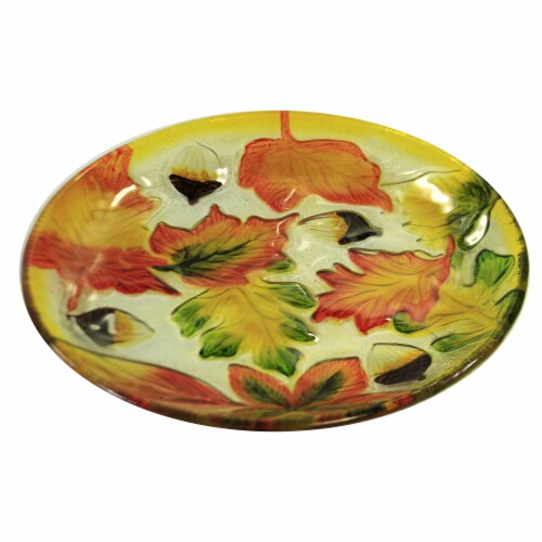 Tabletop Acorn Leaves Platter Glass Autumn 46004144 Perspective: back