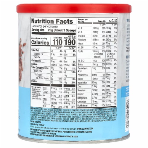 SlimFast Original Creamy Chocolate Shake Mix Perspective: back