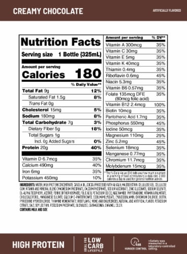 SlimFast High Protein Creamy Chocolate Meal Replacement Shake Perspective: back