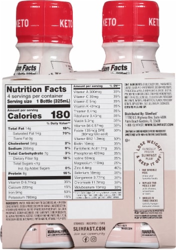 SlimFast® Keto Ready to Drink Creamy Milk Chocolate Meal Replacement Shakes Perspective: back