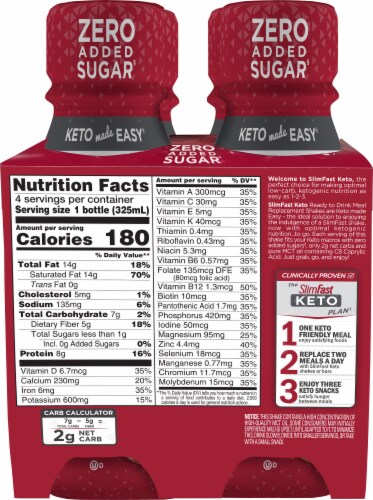 SlimFast® Keto Vanilla Cream Ready to Drink Meal Replacement Shakes Perspective: back