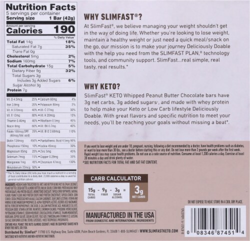 SlimFast® Keto Whipped Peanut Butter Chocolate Meal Bars Perspective: back