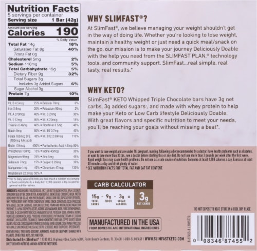 SlimFast® Keto Fat Bomb Whipped Triple Chocolate Meal Replacement Bar Perspective: back