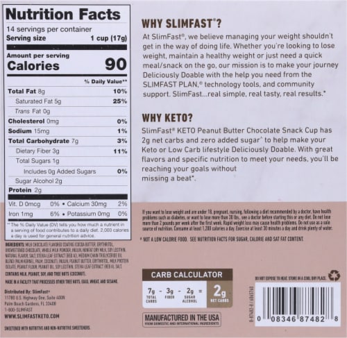 SlimFast® Keto Fat Bomb™ Peanut Butter Cup Snacks Perspective: back
