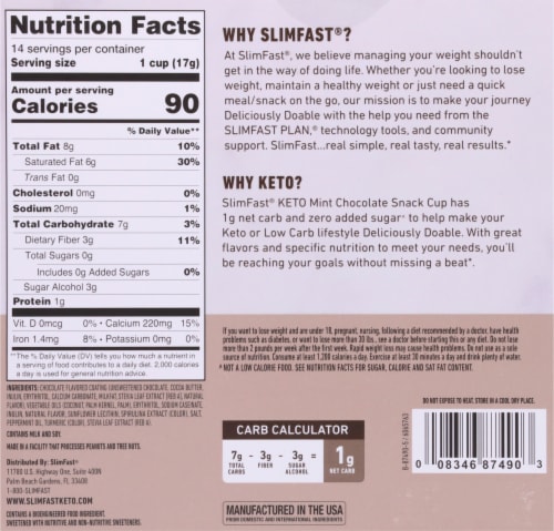 SlimFast® Keto Fat Bomb Mint Chocolate Cup Perspective: back
