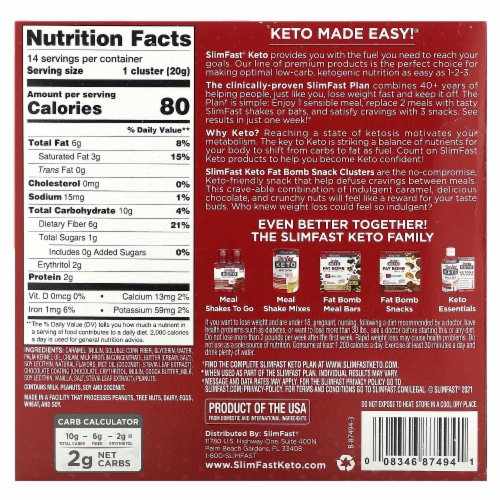 SlimFast® Keto Fat Bomb™ Caramel Nut Clusters Perspective: back