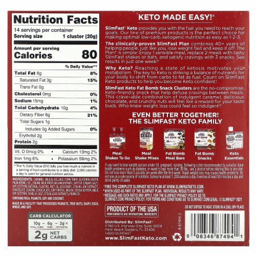 SlimFast® Keto Fat Bomb™ Caramel Nut Clusters Perspective: back