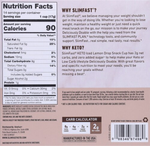 SlimFast® Keto Fat Bomb White Chocolate Lemon Bars Perspective: back