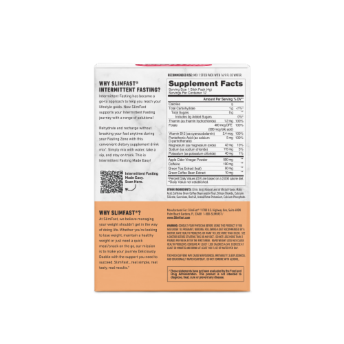 SlimFast® Intermittent Fasting Fruit Punch Hydration Stick Pack Perspective: back