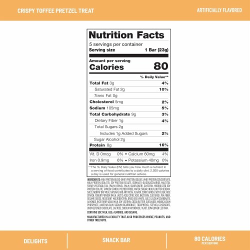 SlimFast Delights Crispy Toffee Pretzel Treat Perspective: back