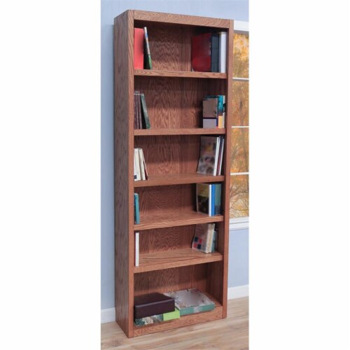 Traditional 84 Tall 6 Shelf Wood Bookcase in Dry Oak 1 Smith s