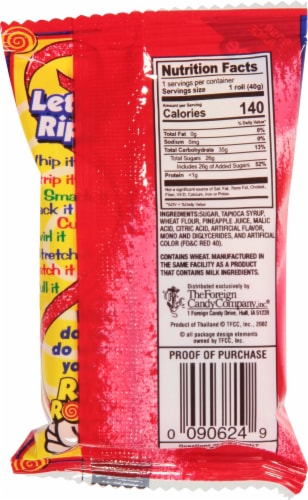 Rip Rolls® Strawberry Licorice Candy Roll Perspective: back