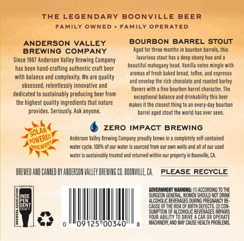 Anderson Valley Bourbon Barrel Stout Malt Craft Beer Perspective: back