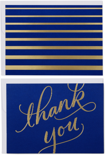 Hallmark #70 Boxed Navy and Gold Script Thank You Cards Perspective: back