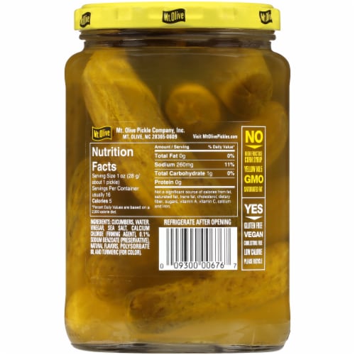 Mt. Olive Kosher Baby Dills with Sea Salt Perspective: back