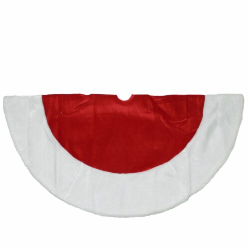 Northlight 48  Red and White Traditional Christmas Tree Skirt Perspective: back