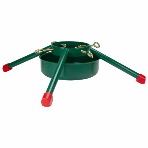 Jack Post 29.5 Green and Red Christmas Tree Stand Real Live Trees Up to 12' Tall Perspective: back