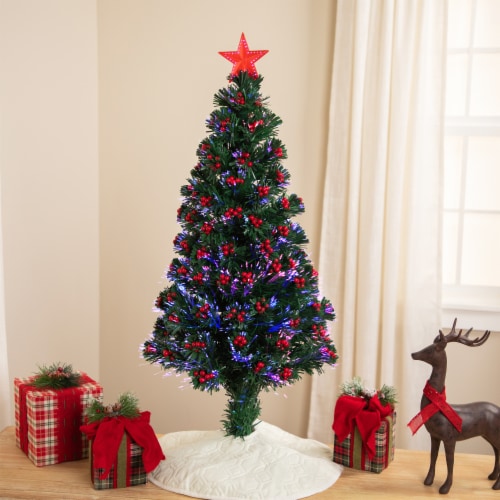 Northlight Pre Lit Color Changing Fiber Optic Christmas Tree with Berries 3 11 each Fry s Food Stores