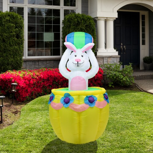 Northlight 5.5ft Lighted and Animated Inflatable Easter Bunny Basket Outdoor Decoration Perspective: back