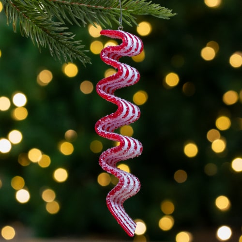 Northlight 6ct Red and White Striped Ribbon Candy Christmas Ornaments 5.75 Perspective: back