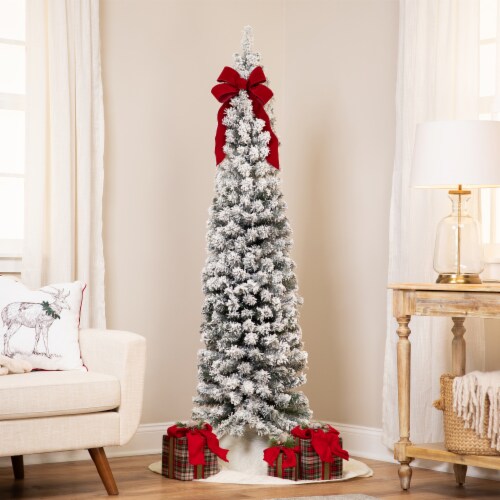 Northlight Pencil Flocked Pine Artificial Christmas Tree - 6' - Unlit Perspective: back