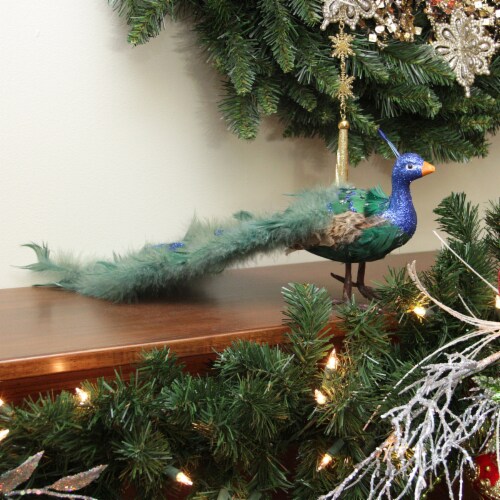 Northlight Peacock with Closed Tail Feathers - 19 - Green and Blue Perspective: back